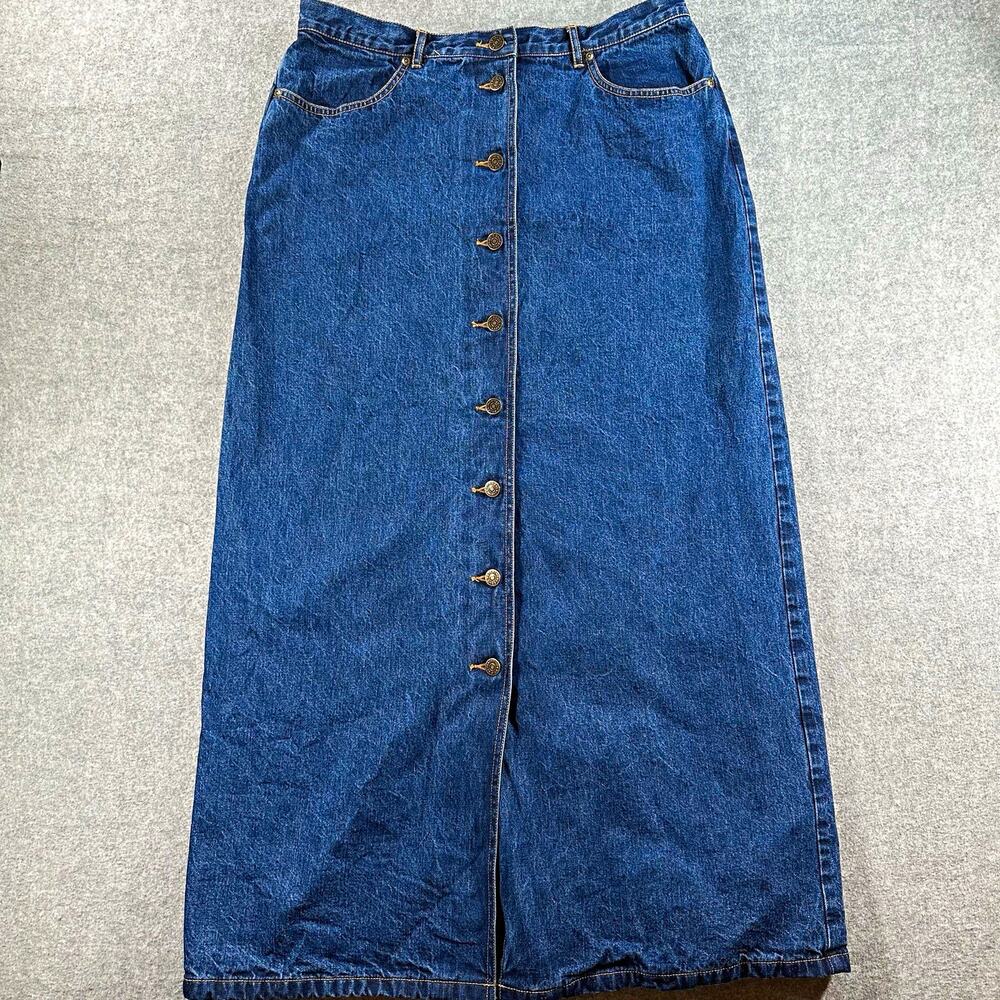 Eddie Bauer Women's Blue Denim Button-Front Plaid Flannel Lined Size 14 Tall